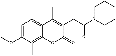 7-methoxy-4,8-dimethyl-3-(2-oxo-2-piperidin-1-ylethyl)chromen-2-one Struktur