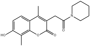 7-hydroxy-4,8-dimethyl-3-(2-oxo-2-piperidin-1-ylethyl)chromen-2-one Struktur