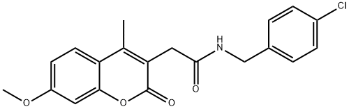 N-[(4-chlorophenyl)methyl]-2-(7-methoxy-4-methyl-2-oxochromen-3-yl)acetamide Struktur