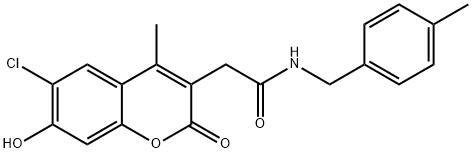 2-(6-chloro-7-hydroxy-4-methyl-2-oxochromen-3-yl)-N-[(4-methylphenyl)methyl]acetamide Struktur