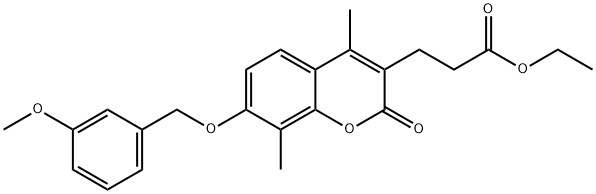 ethyl 3-[7-[(3-methoxyphenyl)methoxy]-4,8-dimethyl-2-oxochromen-3-yl]propanoate Struktur