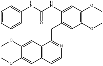 1-[2-[(6,7-dimethoxyisoquinolin-1-yl)methyl]-4,5-dimethoxyphenyl]-3-phenylurea Struktur