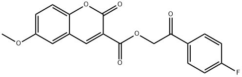 [2-(4-fluorophenyl)-2-oxoethyl] 6-methoxy-2-oxochromene-3-carboxylate Struktur