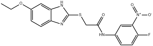 2-[(6-ethoxy-1H-benzimidazol-2-yl)sulfanyl]-N-(4-fluoro-3-nitrophenyl)acetamide Struktur