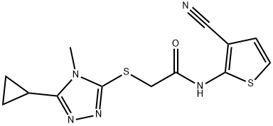 N-(3-cyanothiophen-2-yl)-2-[(5-cyclopropyl-4-methyl-1,2,4-triazol-3-yl)sulfanyl]acetamide Struktur