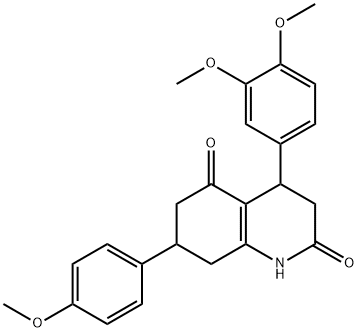 4-(3,4-dimethoxyphenyl)-7-(4-methoxyphenyl)-1,3,4,6,7,8-hexahydroquinoline-2,5-dione Struktur