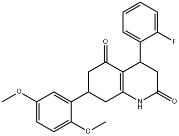 7-(2,5-dimethoxyphenyl)-4-(2-fluorophenyl)-1,3,4,6,7,8-hexahydroquinoline-2,5-dione Struktur