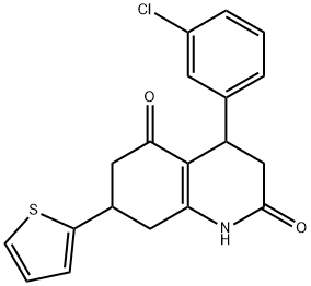 4-(3-chlorophenyl)-7-thiophen-2-yl-1,3,4,6,7,8-hexahydroquinoline-2,5-dione Struktur