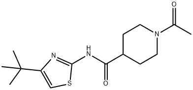 1-acetyl-N-(4-tert-butyl-1,3-thiazol-2-yl)piperidine-4-carboxamide Struktur