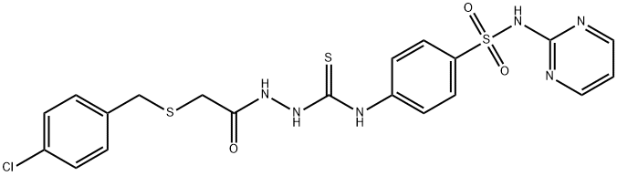 1-[[2-[(4-chlorophenyl)methylsulfanyl]acetyl]amino]-3-[4-(pyrimidin-2-ylsulfamoyl)phenyl]thiourea Struktur