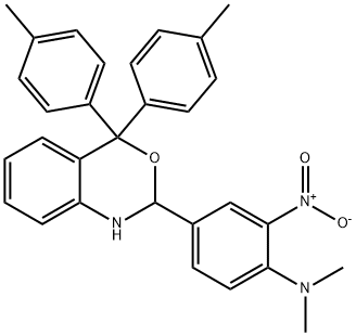 4-[4,4-bis(4-methylphenyl)-1,2-dihydro-3,1-benzoxazin-2-yl]-N,N-dimethyl-2-nitroaniline Struktur