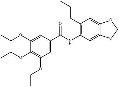 3,4,5-triethoxy-N-(6-propyl-1,3-benzodioxol-5-yl)benzamide Struktur