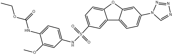 ethyl N-[2-methoxy-4-[[7-(tetrazol-1-yl)dibenzofuran-2-yl]sulfonylamino]phenyl]carbamate Struktur