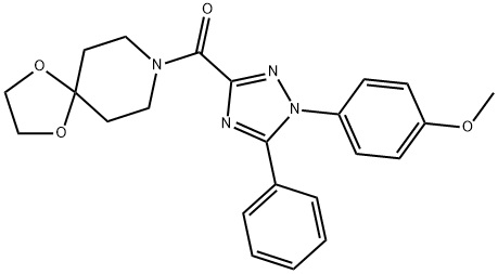 1,4-dioxa-8-azaspiro[4.5]decan-8-yl-[1-(4-methoxyphenyl)-5-phenyl-1,2,4-triazol-3-yl]methanone Struktur