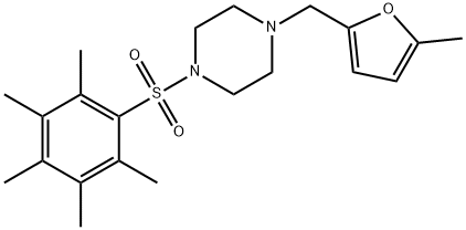 1-[(5-methylfuran-2-yl)methyl]-4-(2,3,4,5,6-pentamethylphenyl)sulfonylpiperazine Struktur