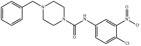 4-benzyl-N-(4-chloro-3-nitrophenyl)piperazine-1-carboxamide Struktur