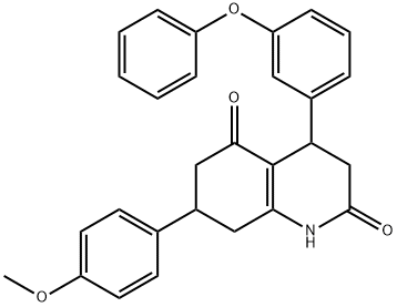 7-(4-methoxyphenyl)-4-(3-phenoxyphenyl)-1,3,4,6,7,8-hexahydroquinoline-2,5-dione Struktur