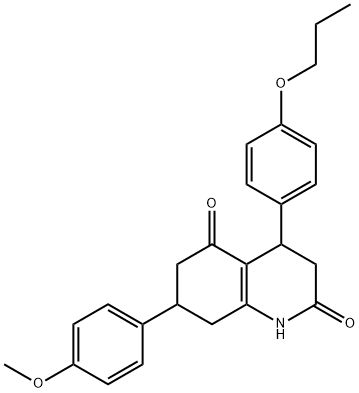 7-(4-methoxyphenyl)-4-(4-propoxyphenyl)-1,3,4,6,7,8-hexahydroquinoline-2,5-dione Struktur