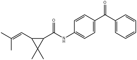 N-(4-benzoylphenyl)-2,2-dimethyl-3-(2-methylprop-1-enyl)cyclopropane-1-carboxamide Struktur