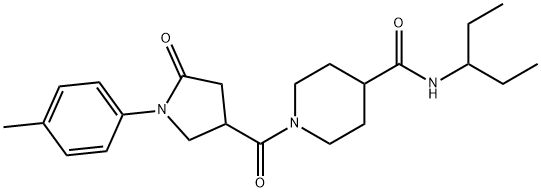 1-[1-(4-methylphenyl)-5-oxopyrrolidine-3-carbonyl]-N-pentan-3-ylpiperidine-4-carboxamide Struktur