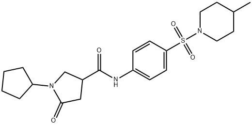 1-cyclopentyl-N-[4-(4-methylpiperidin-1-yl)sulfonylphenyl]-5-oxopyrrolidine-3-carboxamide Struktur