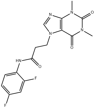 N-(2,4-difluorophenyl)-3-(1,3-dimethyl-2,6-dioxopurin-7-yl)propanamide Struktur