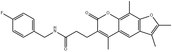 N-[(4-fluorophenyl)methyl]-3-(2,3,5,9-tetramethyl-7-oxofuro[3,2-g]chromen-6-yl)propanamide Struktur