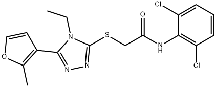 N-(2,6-dichlorophenyl)-2-[[4-ethyl-5-(2-methylfuran-3-yl)-1,2,4-triazol-3-yl]sulfanyl]acetamide Struktur