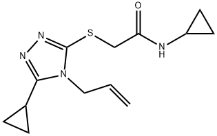 N-cyclopropyl-2-[(5-cyclopropyl-4-prop-2-enyl-1,2,4-triazol-3-yl)sulfanyl]acetamide Struktur