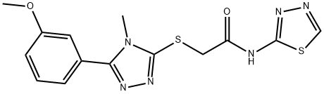 2-[[5-(3-methoxyphenyl)-4-methyl-1,2,4-triazol-3-yl]sulfanyl]-N-(1,3,4-thiadiazol-2-yl)acetamide Struktur