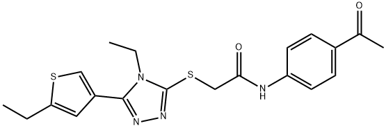 N-(4-acetylphenyl)-2-[[4-ethyl-5-(5-ethylthiophen-3-yl)-1,2,4-triazol-3-yl]sulfanyl]acetamide Struktur