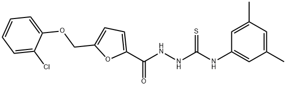 1-[[5-[(2-chlorophenoxy)methyl]furan-2-carbonyl]amino]-3-(3,5-dimethylphenyl)thiourea Struktur