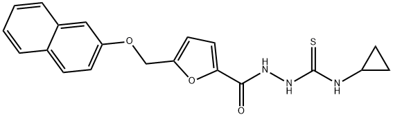 1-cyclopropyl-3-[[5-(naphthalen-2-yloxymethyl)furan-2-carbonyl]amino]thiourea Struktur