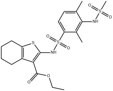 ethyl 2-[[3-(methanesulfonamido)-2,4-dimethylphenyl]sulfonylamino]-4,5,6,7-tetrahydro-1-benzothiophene-3-carboxylate Struktur