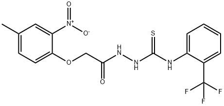 1-[[2-(4-methyl-2-nitrophenoxy)acetyl]amino]-3-[2-(trifluoromethyl)phenyl]thiourea Struktur