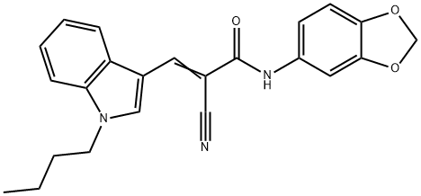 (E)-N-(1,3-benzodioxol-5-yl)-3-(1-butylindol-3-yl)-2-cyanoprop-2-enamide Struktur