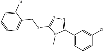 3-(3-chlorophenyl)-5-[(2-chlorophenyl)methylsulfanyl]-4-methyl-1,2,4-triazole Struktur