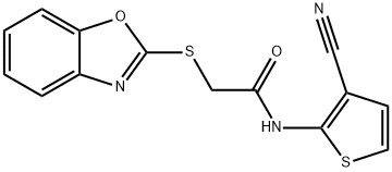 2-(1,3-benzoxazol-2-ylsulfanyl)-N-(3-cyanothiophen-2-yl)acetamide Struktur