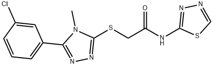 2-[[5-(3-chlorophenyl)-4-methyl-1,2,4-triazol-3-yl]sulfanyl]-N-(1,3,4-thiadiazol-2-yl)acetamide Struktur