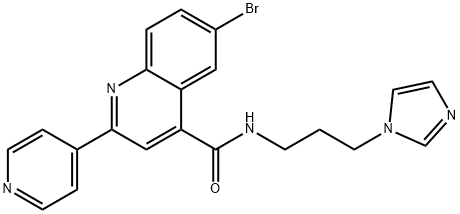 6-bromo-N-(3-imidazol-1-ylpropyl)-2-pyridin-4-ylquinoline-4-carboxamide Struktur