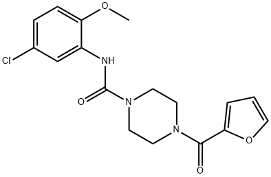 N-(5-chloro-2-methoxyphenyl)-4-(furan-2-carbonyl)piperazine-1-carboxamide Struktur