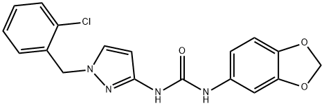 1-(1,3-benzodioxol-5-yl)-3-[1-[(2-chlorophenyl)methyl]pyrazol-3-yl]urea Struktur