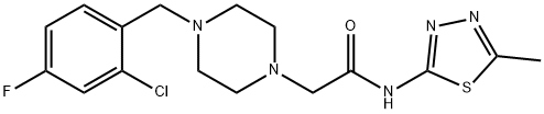 2-[4-[(2-chloro-4-fluorophenyl)methyl]piperazin-1-yl]-N-(5-methyl-1,3,4-thiadiazol-2-yl)acetamide Struktur