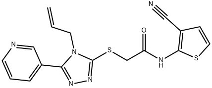 N-(3-cyanothiophen-2-yl)-2-[(4-prop-2-enyl-5-pyridin-3-yl-1,2,4-triazol-3-yl)sulfanyl]acetamide Struktur