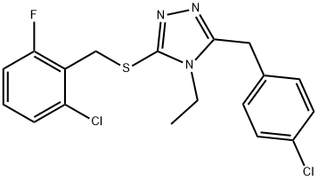 3-[(2-chloro-6-fluorophenyl)methylsulfanyl]-5-[(4-chlorophenyl)methyl]-4-ethyl-1,2,4-triazole Struktur