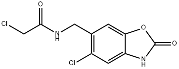 2-chloro-N-[(5-chloro-2-oxo-3H-1,3-benzoxazol-6-yl)methyl]acetamide Struktur