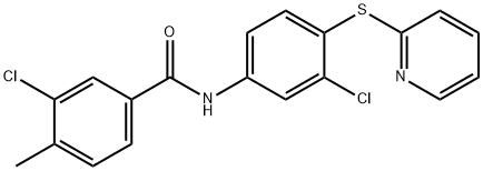 3-chloro-N-(3-chloro-4-pyridin-2-ylsulfanylphenyl)-4-methylbenzamide Struktur