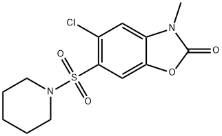 5-chloro-3-methyl-6-piperidin-1-ylsulfonyl-1,3-benzoxazol-2-one Struktur