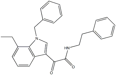 2-(1-benzyl-7-ethylindol-3-yl)-2-oxo-N-(2-phenylethyl)acetamide Struktur