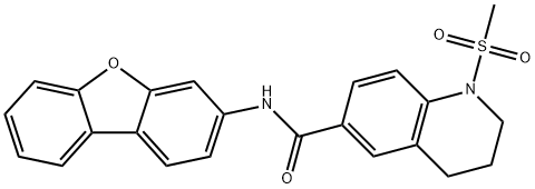 N-dibenzofuran-3-yl-1-methylsulfonyl-3,4-dihydro-2H-quinoline-6-carboxamide Struktur